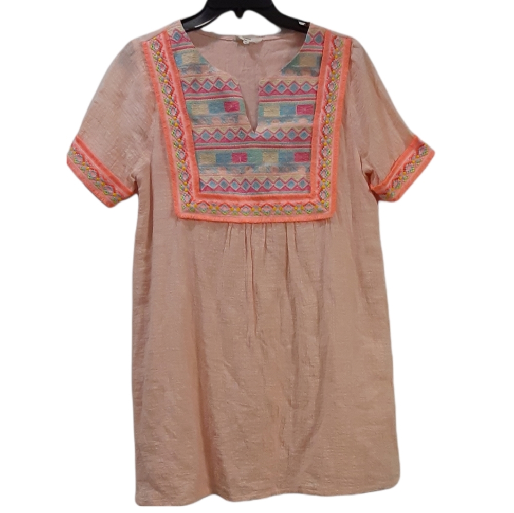 Entro Embroidered Pink Barbiecore Boho Kidcore Dress Size  S